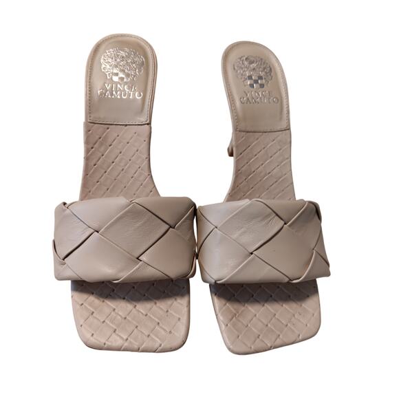 Vince Camuto Brelanie Woven Cream Heel sandal size 8.5 Mules - Picture 3 of 6